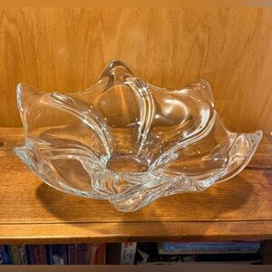 Vintage MCM Cofrac Art Verrier France Large Crystal Statement Centerpiece Bowl
